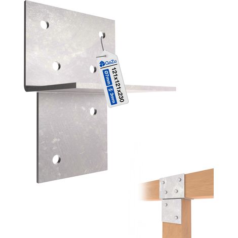 Connecteur de poteau en T galvanisé à chaud – 121 x 121 mm – Pièce de connexion robuste pour pergolas et poteaux bois – GeZu Impex