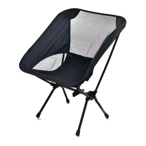 Schwarzer klappbarer Outdoor-Stuhl, faltbarer Campinghocker, kompakter Stuhl mit tragbarem Sitz und Tragetasche für Outdoor, Reisen (1/5)