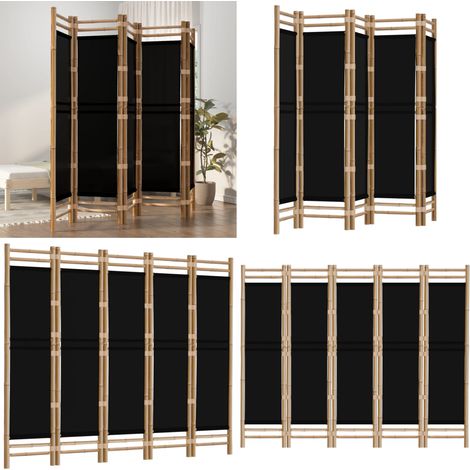 Cloison de séparation pliante 5 panneaux 200 cm Bambou et toile - Cloison De Séparation - Séparateur De Pièce - Écran De Confidentialité - Mur Décoratif - Bambous - Home & Living (1/5)