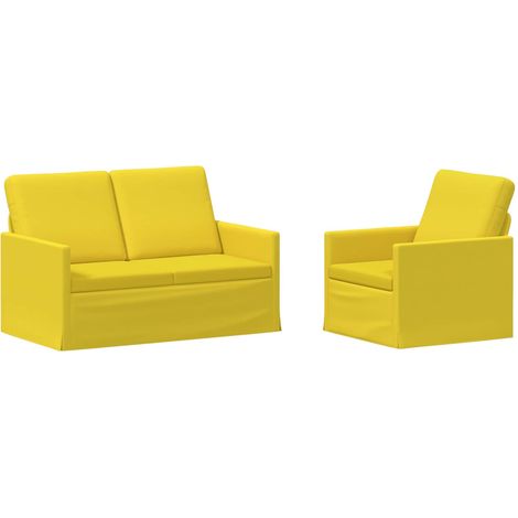 Sofa Set 2 pcs Light Yellow Fabric vidaXL (1/5)