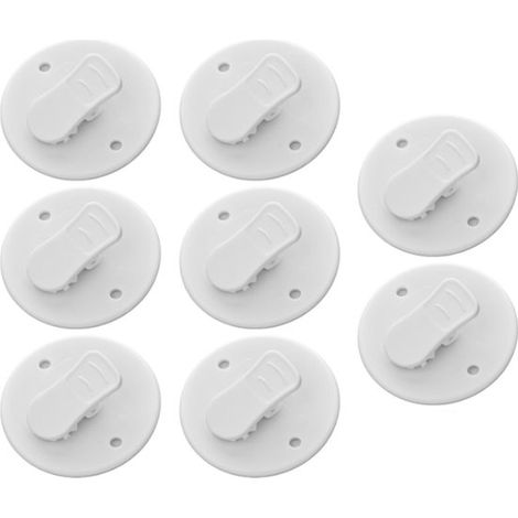 Lot de 8 pinces pour rideau de douche - Auto-adhésives - 5,5 x 5,5 cm - Coupe-vent et imperméables - ABS - Blanc - Pinces pour rideau de douche - Pinces de protection coupe-vent - Pinces rideau de dou (1/4)