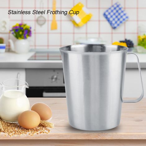 Tasse doseuse en acier inoxydable de 2000 ml, pichet à lait avec mousseur intégré pour latte art (1/5)