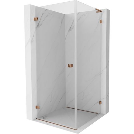 Mexen Lunar-B L Duschkabine schwenkbar links 90 x 90 cm, transparent, Roségold - 832L-090-090-60-00-L (1/5)