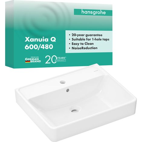 hansgrohe Xanuia Q Waschtisch, mit 1 Hahnloch und Überlauf, 600 × (1/5)