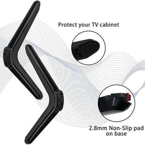 Pied TV Universel Noirs avec Vis Support de Table Smart TV Pieds de Meuble TV Distance de Trou de Montage de 17-20 mm Support TV sur Pied Compatible 32/40/49/50/55 Pouces Téléviseurs LCD LED (1/5)