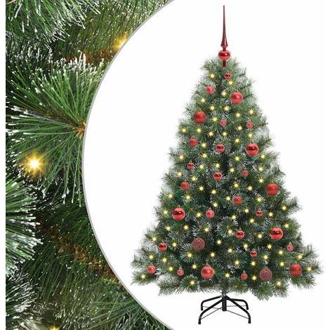 Sapin de Noël artificiel avec 150 lumières LED, vert, 150 cm, en PE et PVC. (1/5)