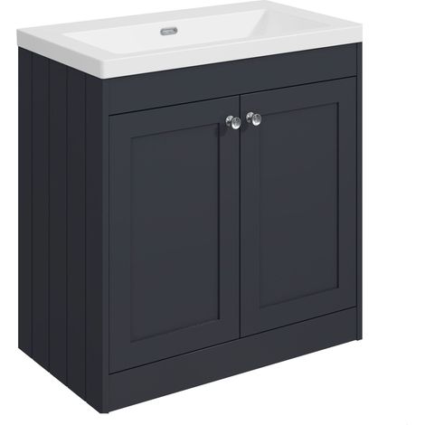 Balterley Butterton 800mm Floor Standing 2 Door Unit with Minimalist Basin No Tap Hole - Satin Dark Grey
