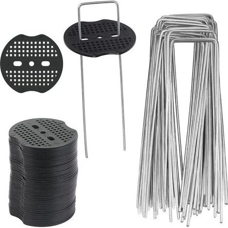40Pcs Piquets de Jardin, Sardine Bache avec 40 Rondelles, Piquets de Fixation pour Bàche Toile Paillage, Tissu de Mauvaises Herbes, Feuilles de Sol Tente 15x4cm (1/5)