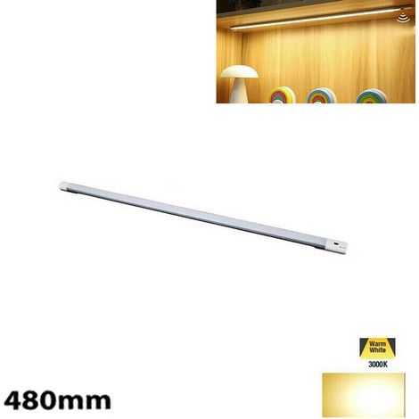 BARRA A LED CUCINA ARMADIO LUCE CALDA SENSORE MOVIMENTO MANO RICARICABILE 48CM