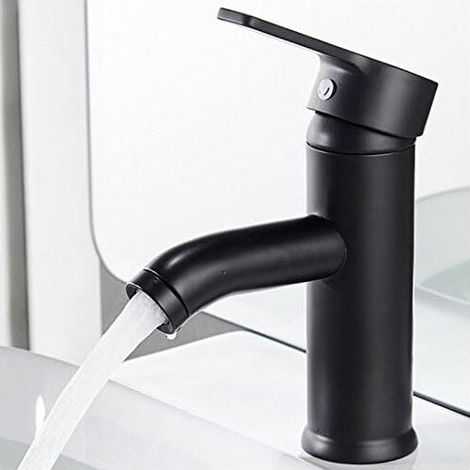 [NEVER USED] Matte Black Faucet Copper Bathroom Sink Mixer Tap Matte Hot Cold Water Basin Sleek faucets and retro design Single hole lever faucet Durable basin (1/4)