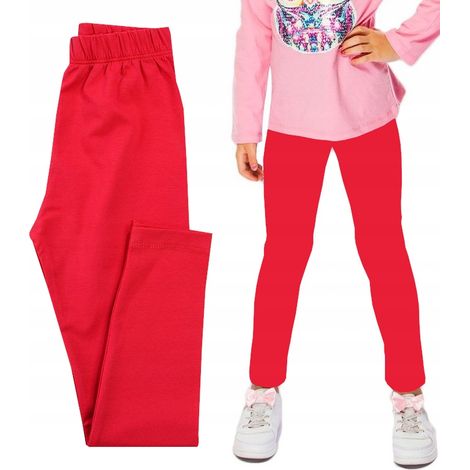 Mädchenleggings, glatte Baumwolle, Rot, 98 H005Y
