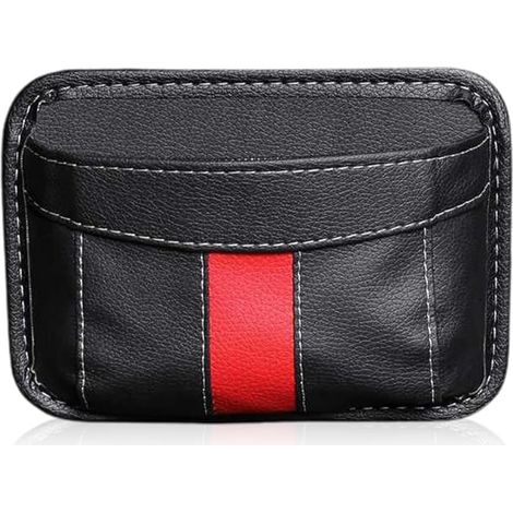 BRAVIX Mini Organiseur en Cuir,Organiseur Latéral pour Siège de Voiture,Pochette Latérale de Rangement pour Auto,pour Organiser Documents,Dossiers,Téléphone,Clés,Monnaie- Noir