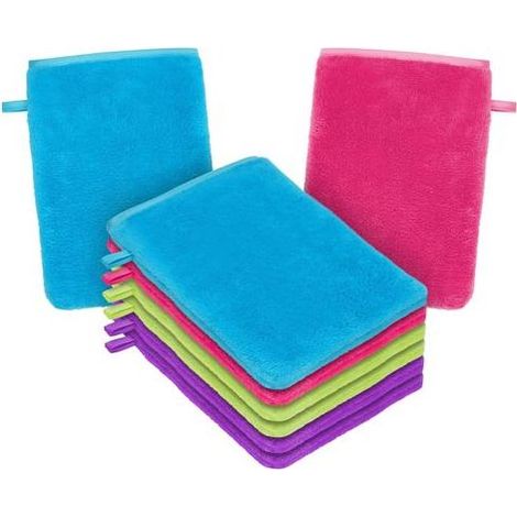 Lot de 8 serviettes en microfibre - Gants nettoyants doux pour le visage - Polaire corail - Réutilisables - 15 x 20 cm (1/5)