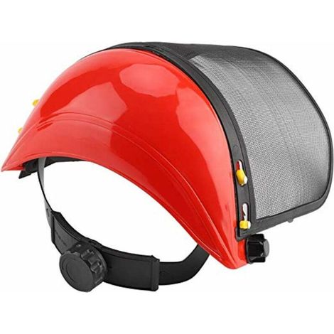 Casque de sécurité, casque de sécurité pour coupeurs, casque de sécurité avec visière en filet pour tondeuses forestières, orange (1/5)