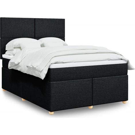 Boxspringbett mit Matratze Schwarz 140x200 cm Stoff