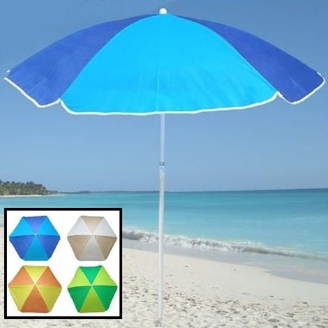 TRADE SHOP - Ombrellone Mare Spiaggia In Tnt Bicolore ø130x152cm Con 6 Stecche Da 75cm 4 Colori 629611a -