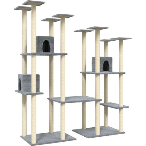Tiragraffi per gatti Mobili per arrampicata su torre Tiragraffi piattaforma da arrampicata con tiragraffi in sisal leggero 174 cm grigio 020022590