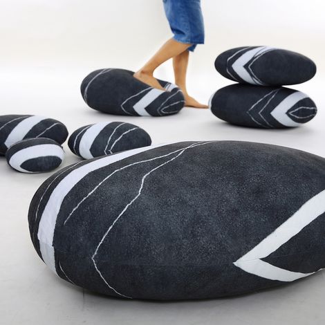 VERCART Stein Felsen Muster Kieselstein Kopfkissen, Akzent Bodenkissen, Kinder Spielen Dekokissen, Zuhause Natur Dekorations Kissen, Hintergrund Requisiten Kissen, Ottomane und Poufs, Velours, 7 Stück