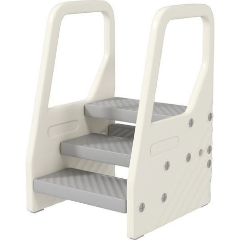 Marchepied enfant escabeau 3 marches pour enfants hauteurs réglables de 3 à 2 marches 43 x 42 x 65,5 cm gris (1/5)