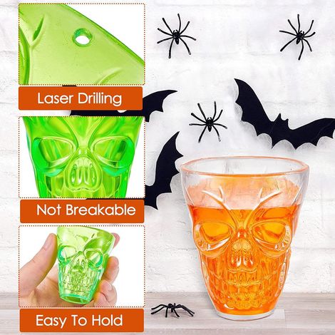 4 Halloween Decorations Tableware Claer Shot Glasses Spooky 3D Skull Shape (1/5)