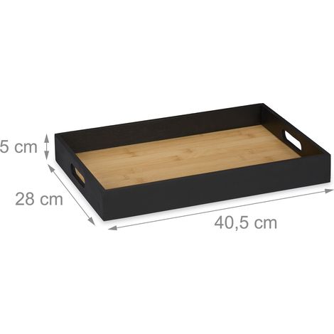 Plateau de service rectangulaire pratique 50 x 30 x 5 cm avec rebord anti-chute style moderne en bambou naturel (1/2)