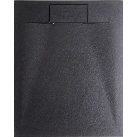 Piatto doccia minimalista con scarico SMC effetto pietra naturale nero 80 x 100 x 3 cm Azzurro