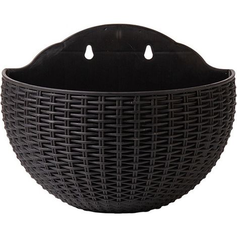 Pot À Suspension Murale - Pour Balcon, Rambarde Ou Fenêtre - En Plastique Noir - Avec Bouchon De Drainage Réglable - 1 Pièce (1/4)