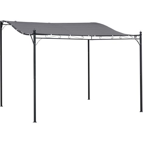 Pergola de jardin  3x3m avec auvent et 16 trous de drainage, en métal et polyester 180 g/m² résistant, gris.