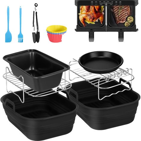 Accessori per friggitrice ad aria, kit da 9 pezzi, silicone alimentare, A (1/2)