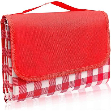 Tapis de plage/camping imperméable 1,5 x 1,8 m pour jardin, parc et voyages (rouge) (1/5)