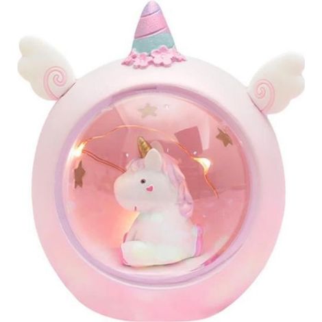 Veilleuse Licorne - Résine - 13 x 11 x 17 cm - Rose - Pour Chambre Enfant - 1 Pièce (1/4)