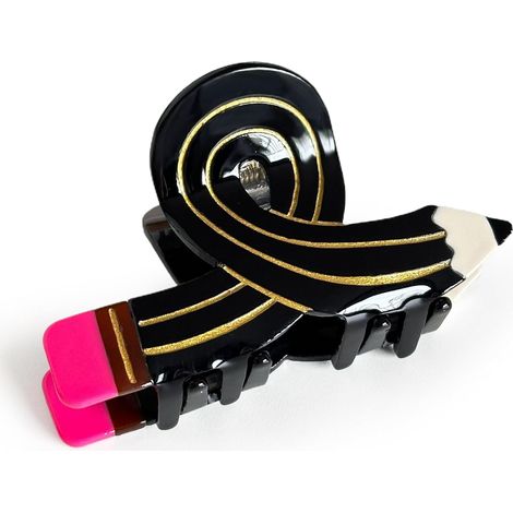 Pinza para el cabello divertida con diseño de garra: pinza para el cabello de fibra de acetato, adecuada para cabello grueso, fino, rizado y liso. Un gran regalo de regreso a clases para maestras (neg (1/5)