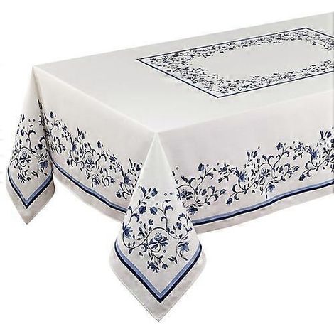 Nappe bleue imprimée tendance pour la décoration intérieure, les mariages et les fêtes. Imperméable et antitache. Idéale pour les tables basses.
