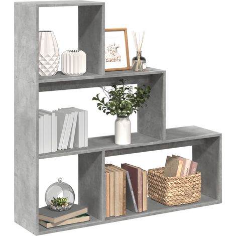 vidaXL Libreria Divisorio 3Piani Grigio Cemento 123x29x123 Truciolato