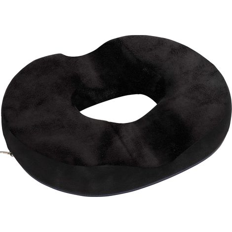 Coussin Assise Mémoire de Forme - 42 x 34 x 7 cm en Velours Noir - Coussin Orthopédique Coccyx pour Soulager Hémorroïdes, Douleurs de la Prostate - pour la Maison, la Voiture, Le Bureau (1/5)