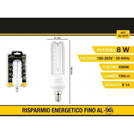 Trade Shop - Lampadina Led 3u E14 8 W Luz Fredda 6500k Naturale 4000k Calda 3000k 48d 3u03t -