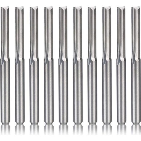 10 PièCes SéRies 2 FlûTe CNC Fraises 3.175Mm Fente Droite Fraise en Acier au TungstèNe pour Bois Plastique