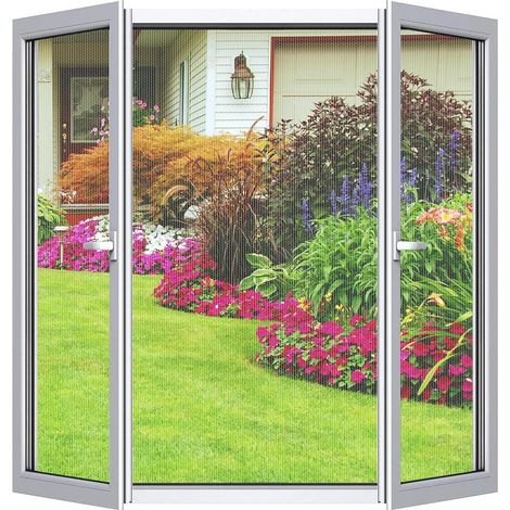 Fliegengitter Fenster 2er Set 130x150cm zuschneidbar ohne Bohren Klebmontage weiß (1/5)