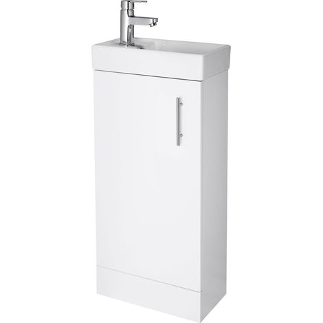 Nuie Vault Gloss White 400mm Slimline Vanity Unit and Basin - NVX192