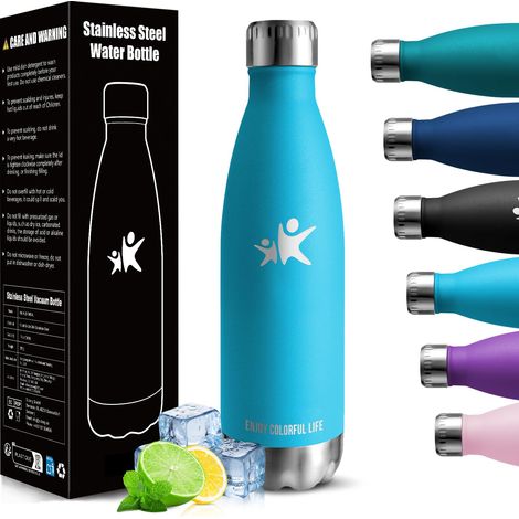 Gourde Isotherme - 500ML - Gourde Inox sans BPA, Réutilisable, Bouteille Isotherme, Processus de revêtement en Poudre, Bouteille Sport Étanche, pour Running, Bureau, École (1/5)