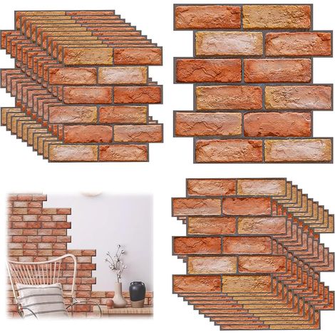 40 pièce 3D Dalle Pvc Adhésif Mural, 30 X 30 cm Papier Peint Auto-Adhésif ImperméAble Brique Pierre, Panneau Mural Decoratif pour Portes Murales Chambre Cuisine (1/5)