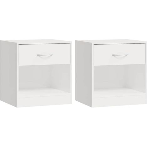 Maison Exclusive - Nachttische 2 Stk. mit Schublade Hochglanz-Wei (1/5)