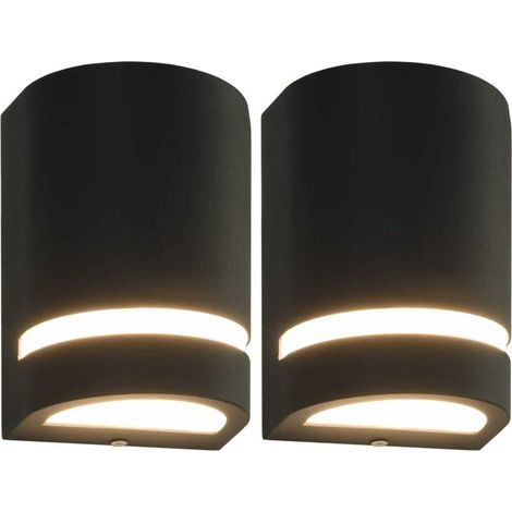 Appliques murales d'extérieur, Lampe Murale moderne, Éclairage de l'écusson de mur 2 pcs 35 W Noir Demi-rond LKOWF78589 (1/5)