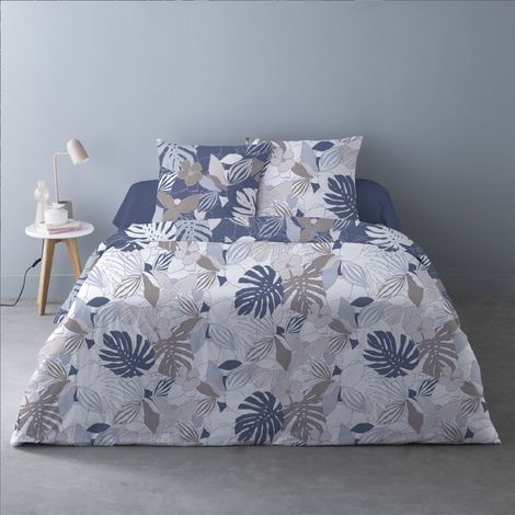 Housse de couette 240x220 Chika bleu + 2 taies (1/4)