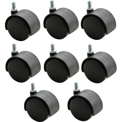 roulettes pivotantes noires de 5 cm 2 pouces en plastique PP (1/5)