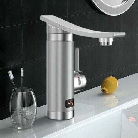 Robinet Chauffe-eau électrique instantané Cuisine Salle de bains 3000W Robinet de cuisine électrique Robinet d'évier Robinet rotatif à 360º (1/4)