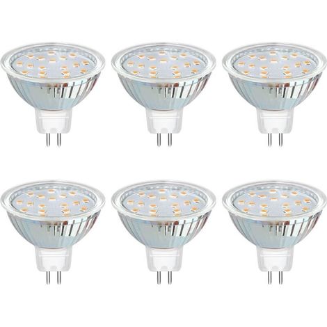 Ampoule GU5.3 LED 12V 3W Blanc Chaud 3000K 300LM, Ø50mm MR16, 120 Degrés, Équivalent GU5.3 20W Halogen, AC/DC 12V Spot LED GU5.3 pour Cuisine Armoire, Non-dimmable, lot de 6 [Classe énergétique F] (1/5)