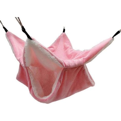 Petit lit suspendu pour rongeurs, hamac douillet en peluche épaisse, nid chaud pour hamster, cachette confortable - Rose taille L.