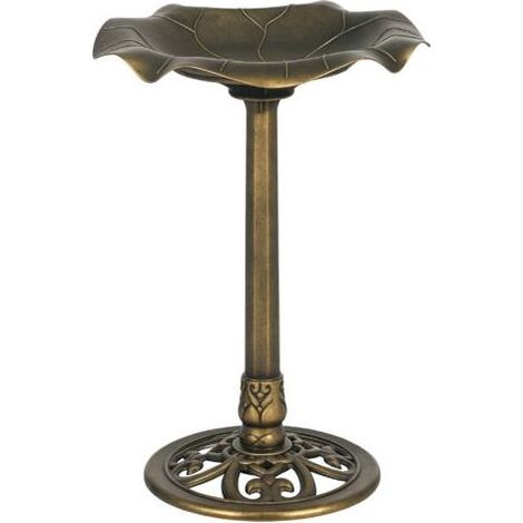 Vogelbad, Vogelfutterhaus, lotusblattförmiges Becken, Maße Ø 50 x 71 cm (Höhe), Polypropylen, Bronze (1/5)
