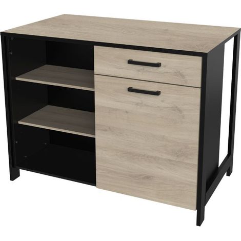 Isla de Cocina Industriale Roble Kronberg y Nego 123x94x70Cm (1/5)